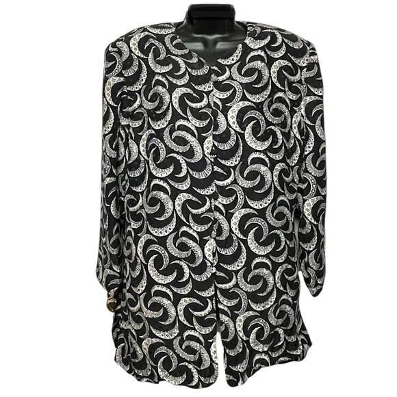 VINTAGE CELESTIAL BLAZER 1980s 1990s CRESCENT MOON WHIMSIGOTH BOHO 100% SILK 12 - Picture 1 of 4